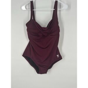 TYR Womens Sz S One Piece Maroon Twisted Bra Controlfit Swimsuit Feminine
